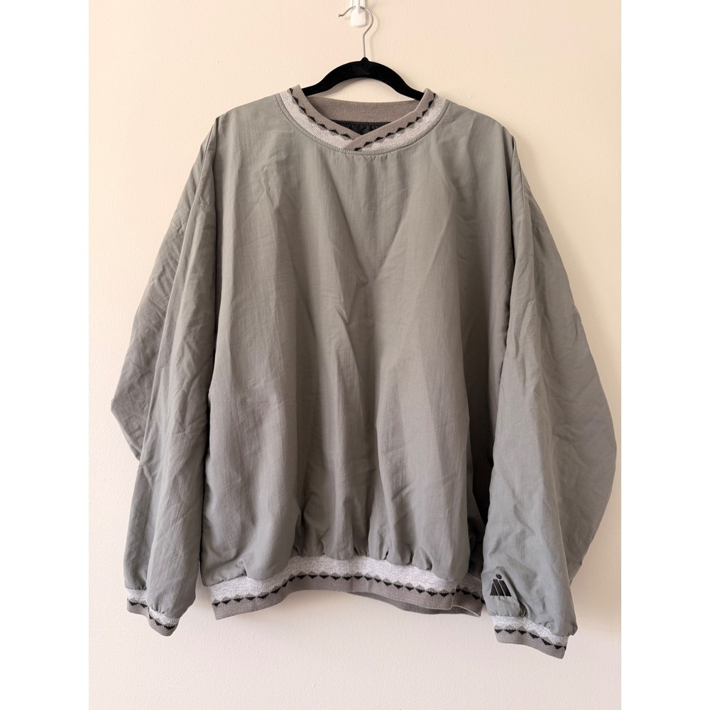 Ash City Outerwear Mens Gray Nylon Windbreaker Pullover V-Neck Jacket‎ Large L
